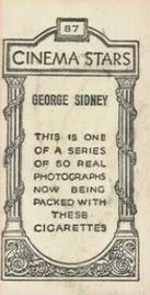 1929 British American Tobacco Cinema Stars Set 9 #87 George Sidney Back