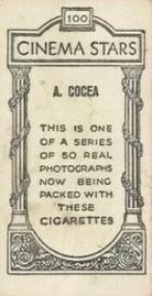 1929 British American Tobacco Cinema Stars Set 9 #100 Alice Cocea Back