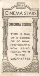 1930 British American Tobacco Cinema Stars Set 10 #102 Conchita Cortez Back