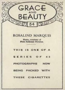 1938-39 British American Tobacco Grace and Beauty Series 2 #54 Rosalind Marquis Back
