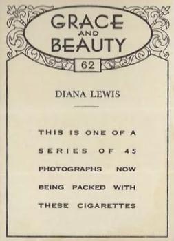 1938-39 British American Tobacco Grace and Beauty Series 2 #62 Diana Lewis Back