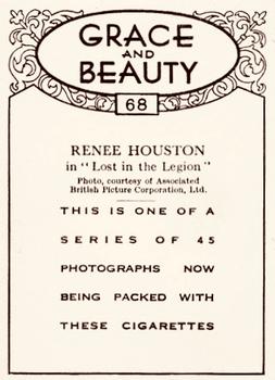 1938-39 British American Tobacco Grace and Beauty Series 2 #68 Renee Houston Back