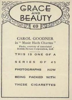 1938-39 British American Tobacco Grace and Beauty Series 2 #69 Carol Goodner Back