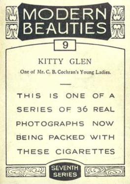 1938 British American Tobacco Modern Beauties 7th Series Extra Large #9 Kitty Glen Back