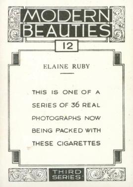 1938 British American Tobacco Modern Beauties 3rd Series Extra Large #12 Elaine Ruby Back