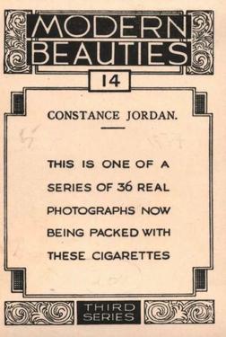 1938 British American Tobacco Modern Beauties 3rd Series Extra Large #14 Constance Jordan Back