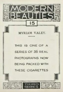 1938 British American Tobacco Modern Beauties 3rd Series Extra Large #15 Myriam Valey Back