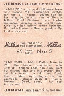 1965 Hellas Pop-tahtisarja A #5 Trini Lopez Back