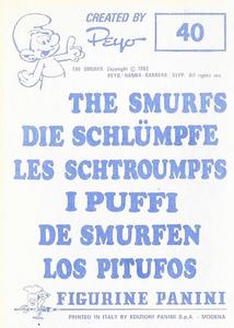1982 Panini Smurfs Stickers #40 Sticker 40 Back