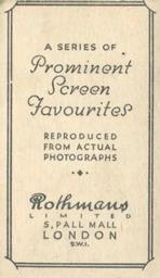 1934 Rothmans Prominent Screen Favourites #NNO Dorothy Bartlam Back