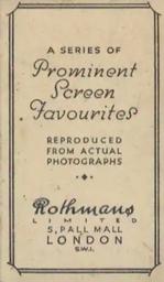 1934 Rothmans Prominent Screen Favourites #NNO Dorothy Boyd Back