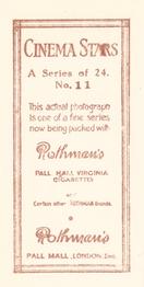1925 Rothmans Cinema Stars Set of 24 #11 Lillian Gish Back
