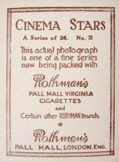 1925 Rothmans Cinema Stars Set of 25 #2 Anita Stewart Back