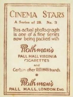 1925 Rothmans Cinema Stars Set of 25 #3 Leatrice Joy Back