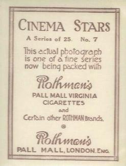 1925 Rothmans Cinema Stars Set of 25 #7 Edith Roberts Back