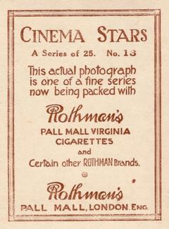 1925 Rothmans Cinema Stars Set of 25 #13 Gloria Swanson Back