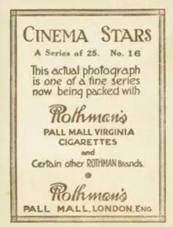 1925 Rothmans Cinema Stars Set of 25 #16 Mae Busch Back