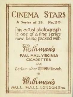1925 Rothmans Cinema Stars Set of 25 #20 Barbara La Marr Back
