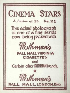 1925 Rothmans Cinema Stars Set of 25 #21 Ivor Novello Back