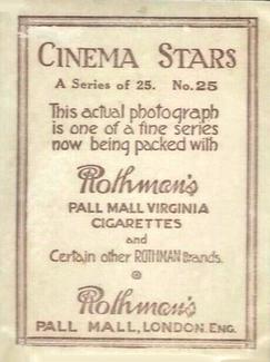 1925 Rothmans Cinema Stars Set of 25 #25 Norman Kerry Back
