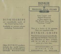 1949 Dinkie Warner Bros. Films Series 6 #6 Gary Cooper / Ingrid Bergman Back