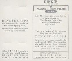 1949 Dinkie Warner Bros. Films Series 6 #10 Ann Sheridan / Jack Benny Back