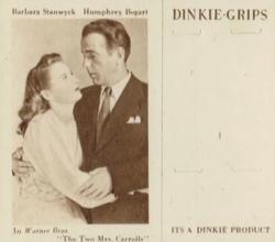 1949 Dinkie Warner Bros. Films Series 6 #11 Barbara Stanwyck / Humphrey Bogart Front