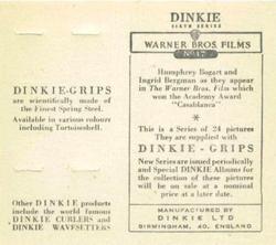 1949 Dinkie Warner Bros. Films Series 6 #17 Humphrey Bogart / Ingrid Bergman Back