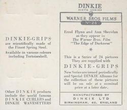 1949 Dinkie Warner Bros. Films Series 6 #24 Ann Sheridan / Errol Flynn Back