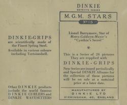 1949 Dinkie MGM Films Series 7 #15 Lionel Barrymore Back