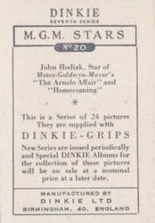 1949 Dinkie MGM Films Series 7 #20 John Hodiak Back