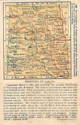 1888 W. Duke, Sons & Co. State Governors (N133) #NNO Dakota Ter. Back