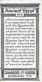 1928 Cavanders Ancient Egypt (Standard) #4 Chariot making Back