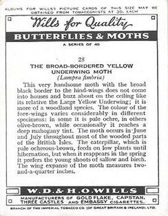 1938 Wills's Butterflies & Moths #28 Broad-Bordered Yellow Underwing Moth Back