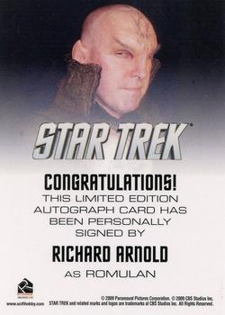 2014 Rittenhouse Star Trek Movies - Autographs #NNO Richard Arnold Back