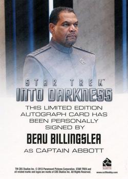 2014 Rittenhouse Star Trek Movies - Autographs #NNO Beau Billingslea Back