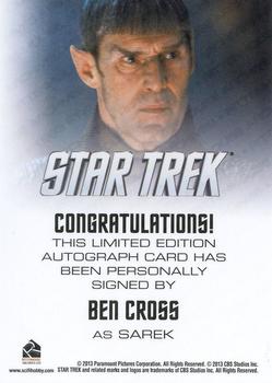 2014 Rittenhouse Star Trek Movies - Autographs #NNO Ben Cross Back