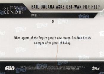 2022 Topps Now Star Wars: Obi-Wan Kenobi #5 Bail Organa asks Obi-Wan for help Back