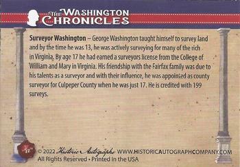 2022 Historic Autographs The Washington Chronicles #17 Surveyor Washington Back