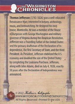 2022 Historic Autographs The Washington Chronicles #73 Thomas Jefferson Back