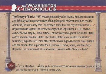 2022 Historic Autographs The Washington Chronicles #123 Treaty of Paris Back