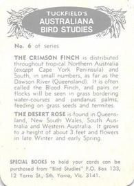 1959 Tuckfield's Australiana Bird Studies #6 Crimson Finch Back