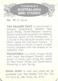 1959 Tuckfield's Australiana Bird Studies #18 Orange Chat Back