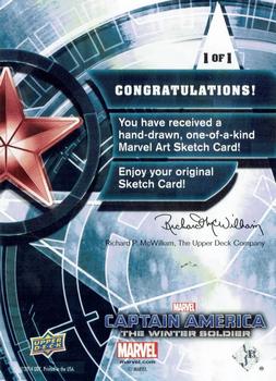 2014 Upper Deck Captain America The Winter Soldier - Sketch Cards #NNO David Hindelang Back