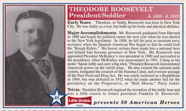 1998 Little Debbie Presents 50 American Heroes #45 Theodore Roosevelt Front