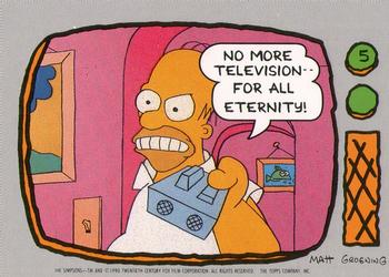 1990 Topps The Simpsons UK #5 No more television--for all eternity! Front