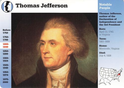 1994-01 Grolier Story of America Cards #1.1 Thomas Jefferson Front