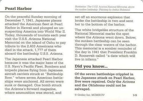 1994-01 Grolier Story of America #1.5 Pearl Harbor Back
