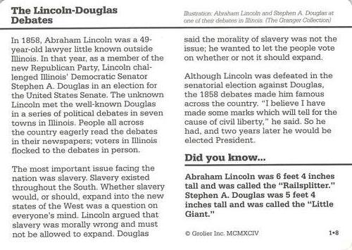 1994-01 Grolier Story of America #1.8 The Lincoln-Douglas Debates Back