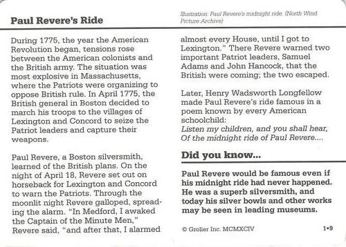 1994-01 Grolier Story of America #1.9 Paul Revere's Ride Back